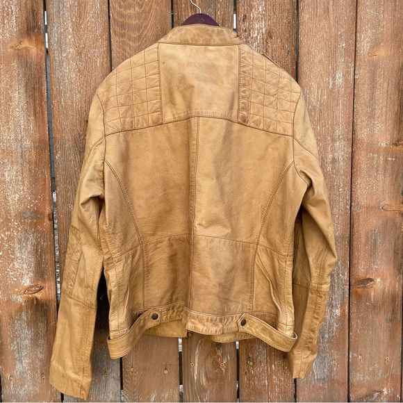 WHETBLU Women’s Tan Leather Moto Bomber Jacket Vintage Size XXL - Picture 11 of 17